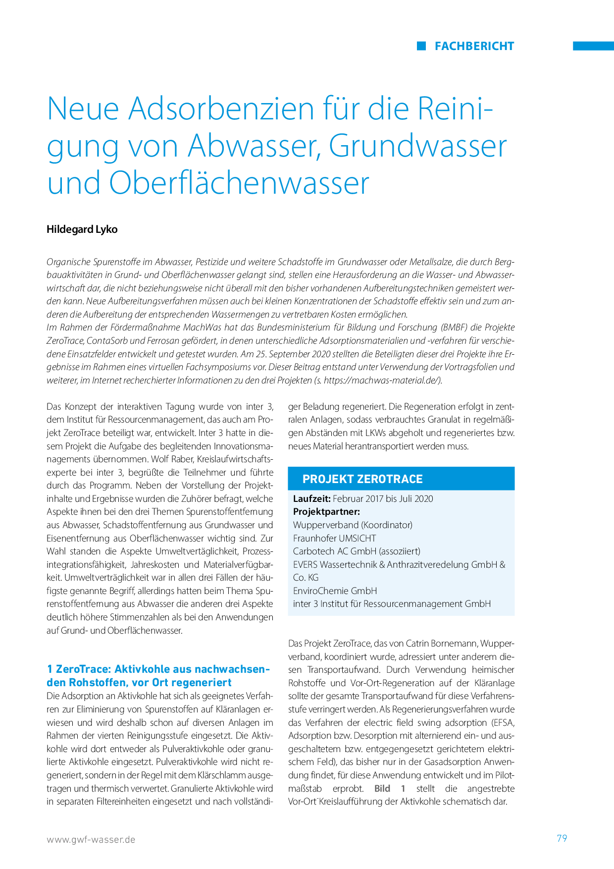 Neue Adsorbenzien für die Reinigung von Abwasser, Grundwasser und Oberflächenwasser