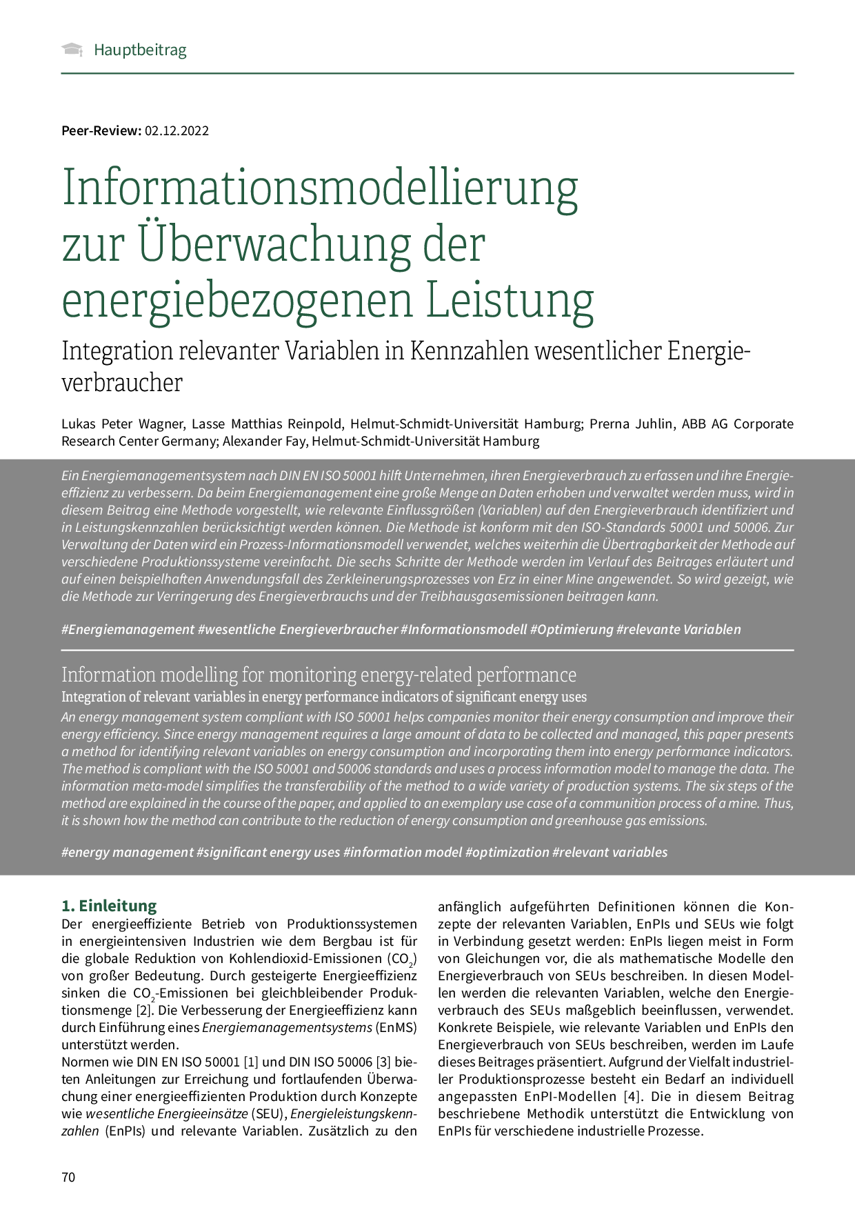 Informationsmodellierung zur Überwachung der energiebezogenen Leistung