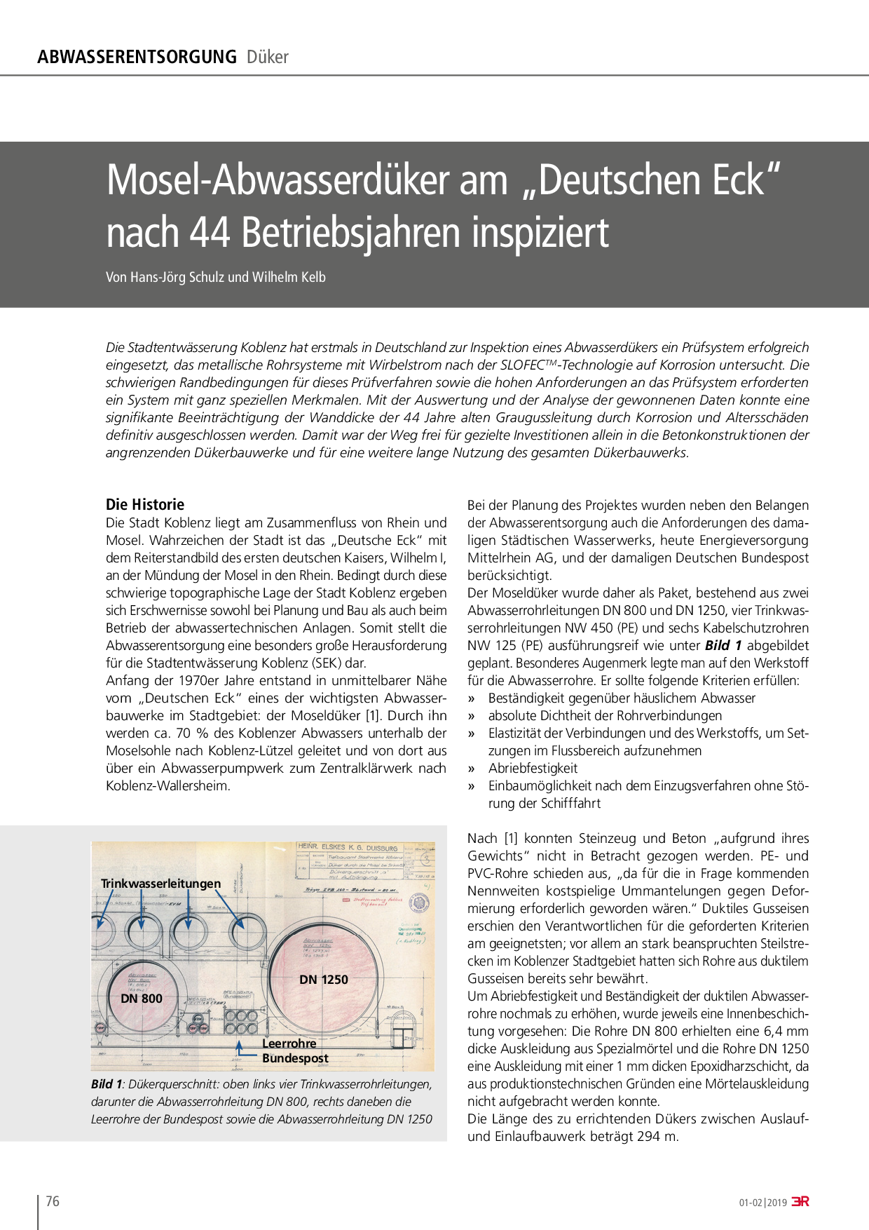 Mosel-Abwasserdüker am „Deutschen Eck“ nach 44 Betriebsjahren inspiziert