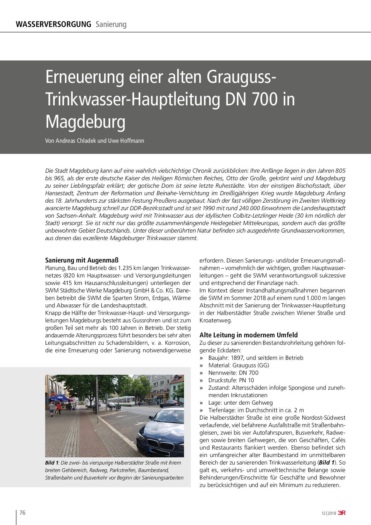 Erneuerung einer alten Grauguss-Trinkwasser-Hauptleitung DN 700 in Magdeburg