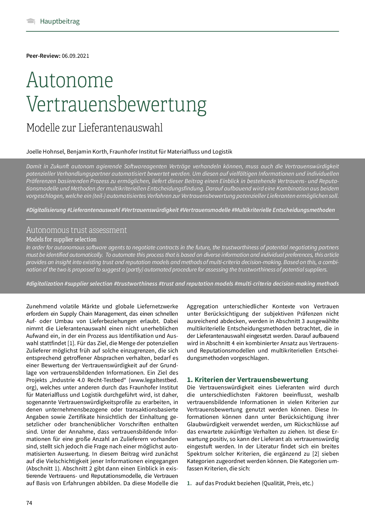 Autonome Vertrauensbewertung