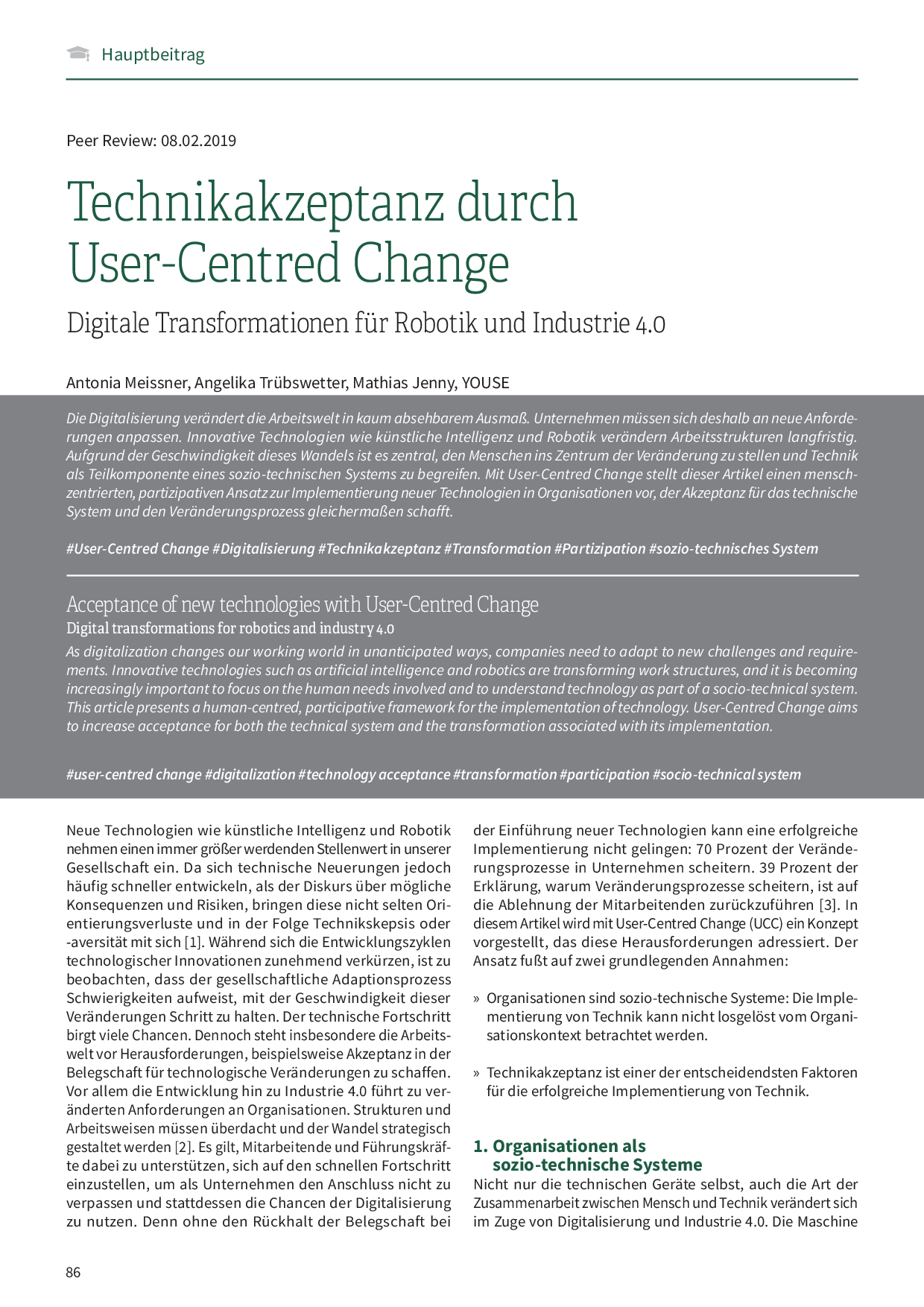 Technikakzeptanz durch User-Centred Change