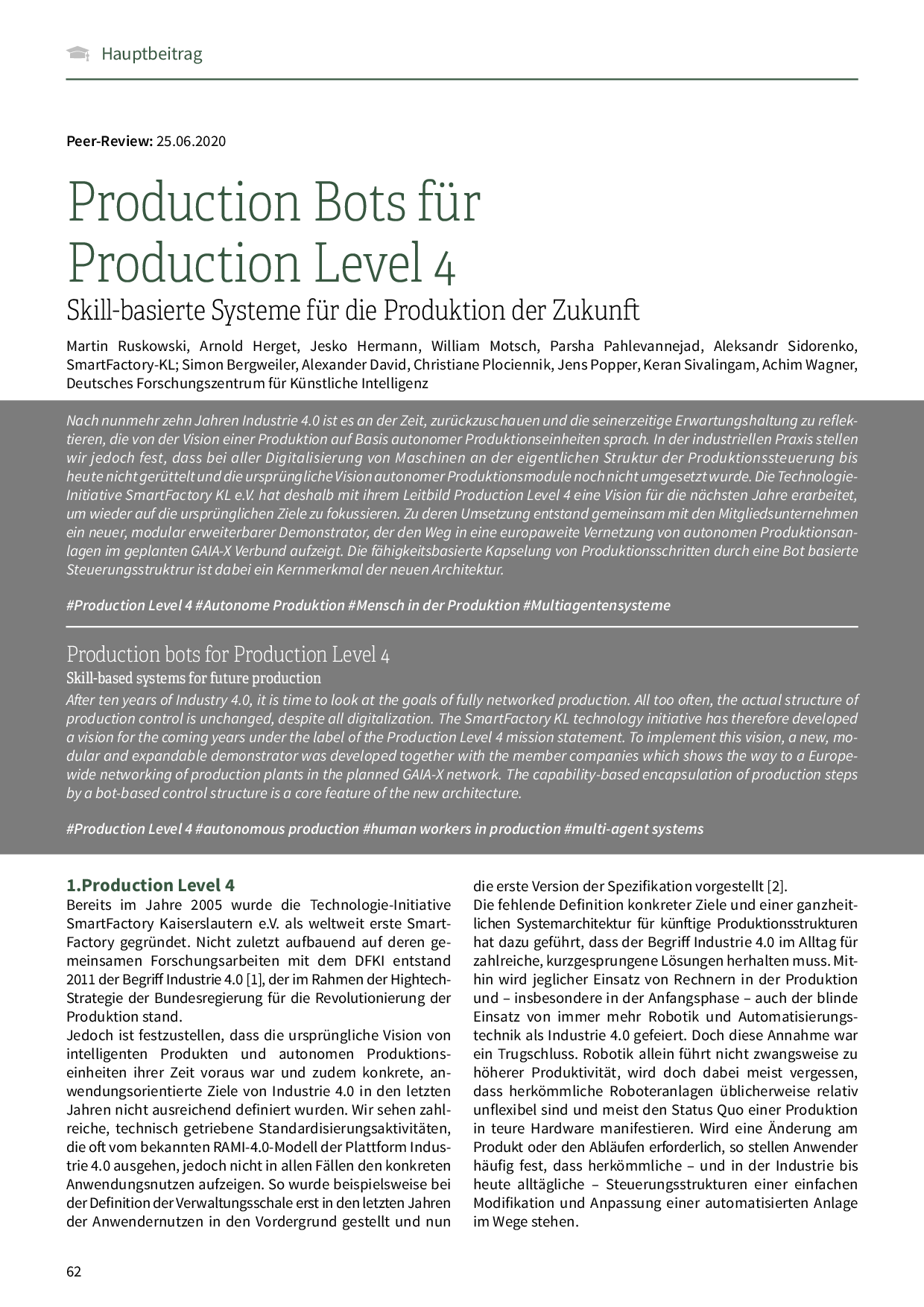 Production Bots für Production Level 4