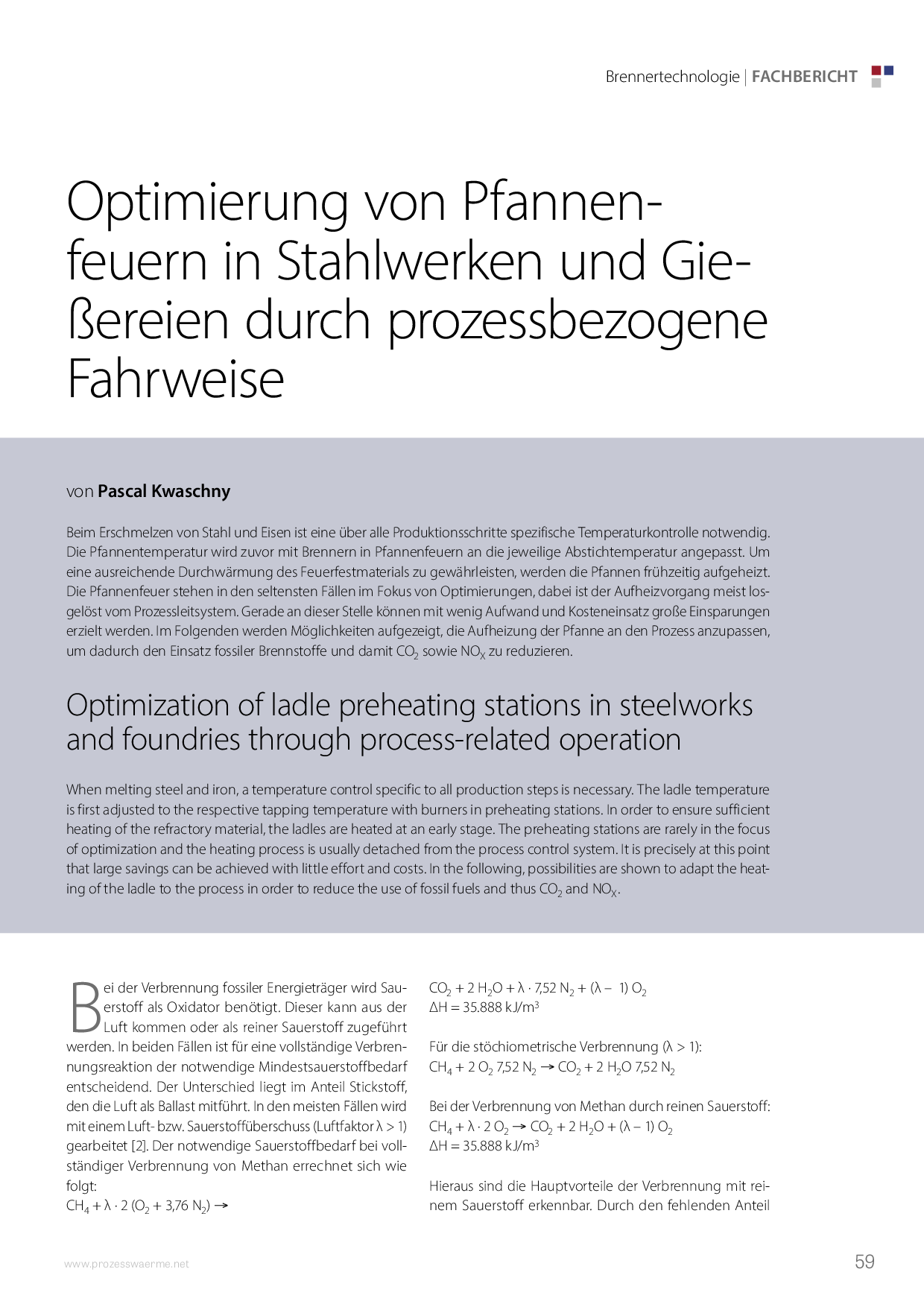 Optimierung von Pfannenfeuern in Stahlwerken und Gießereien durch prozessbezogene Fahrweise