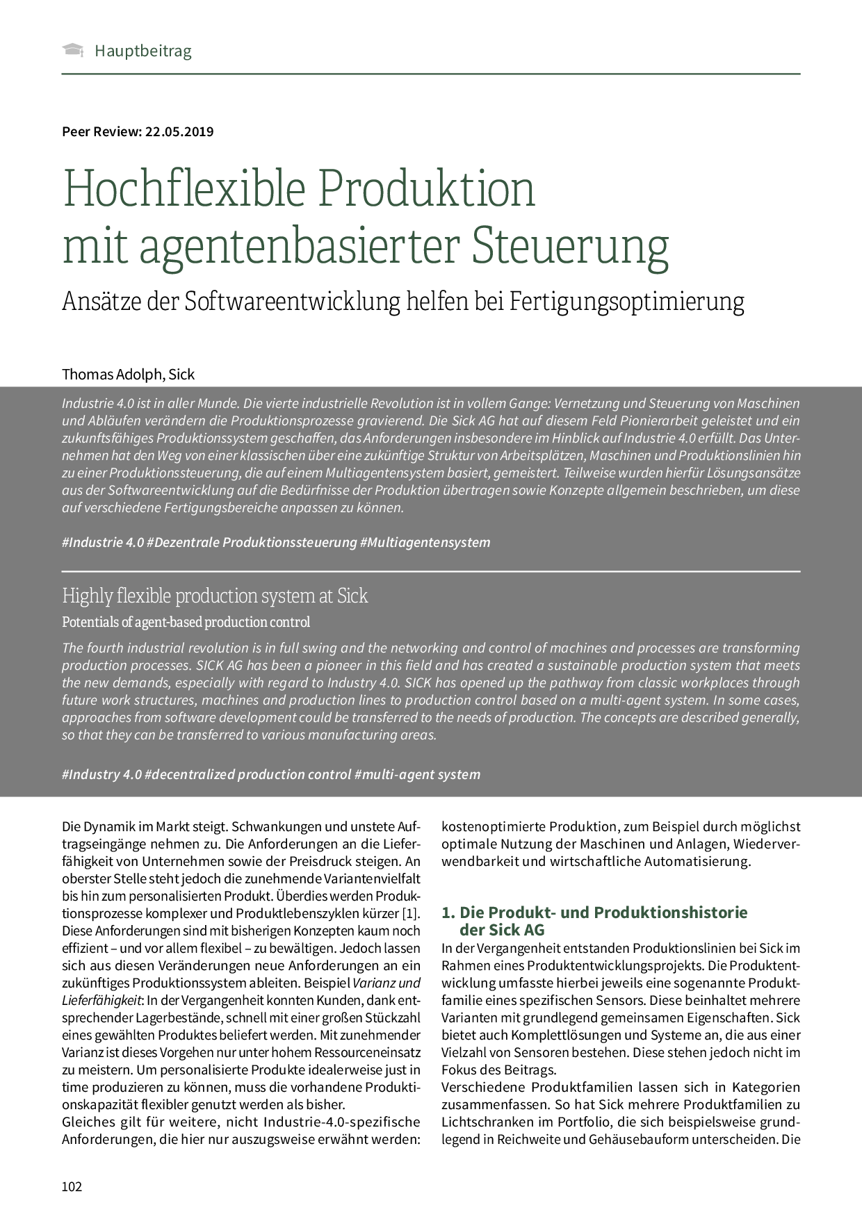 Hochflexible Produktion mit agentenbasierter Steuerung