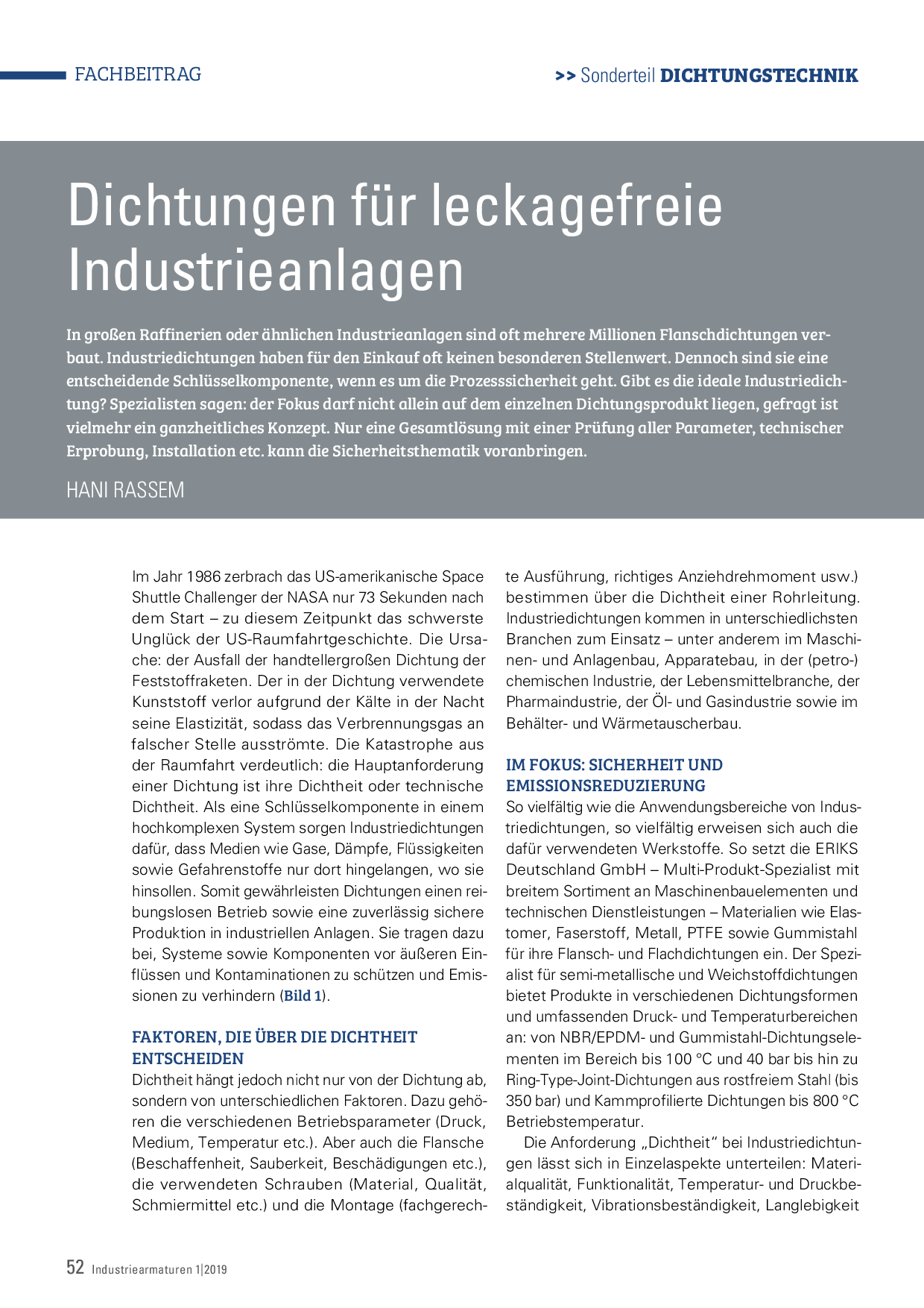 Dichtungen für leckagefreie Industrieanlagen