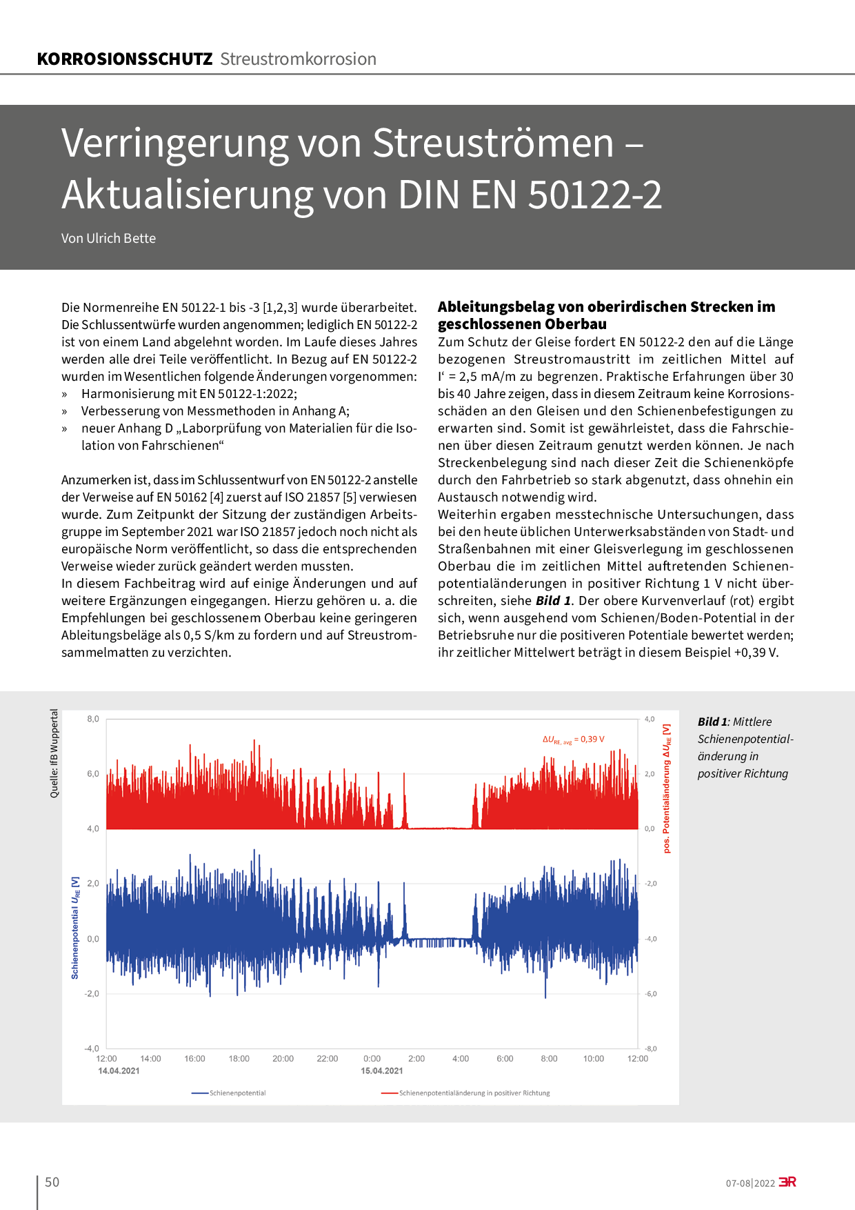 Verringerung von Streuströmen – Aktualisierung von DIN EN 50122-2