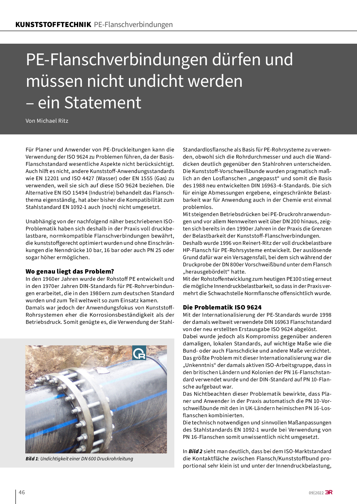 PE-Flanschverbindungen dürfen und müssen nicht undicht werden – ein Statement
