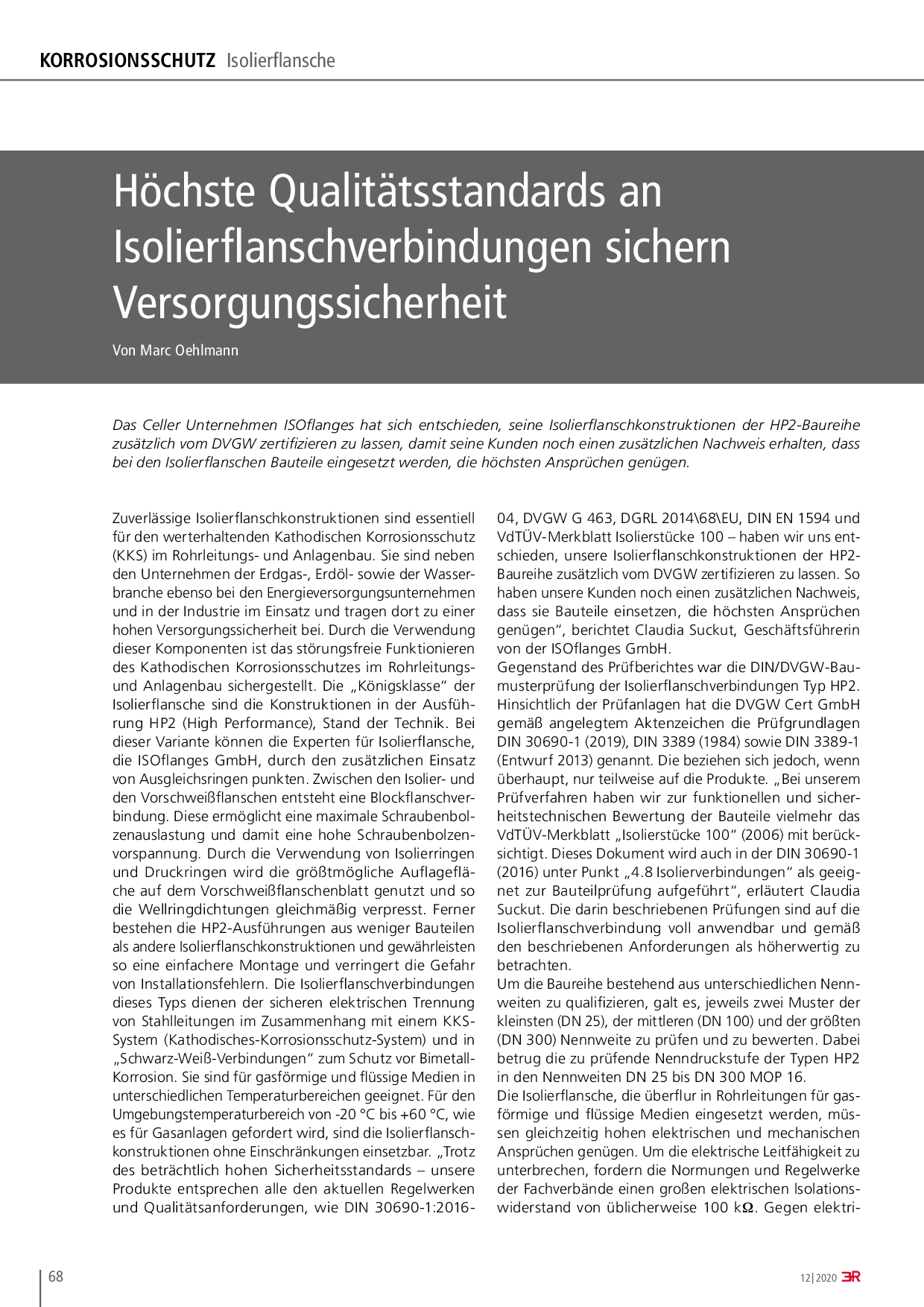 Höchste Qualitätsstandards an Isolierflanschverbindungen sichern Versorgungssicherheit