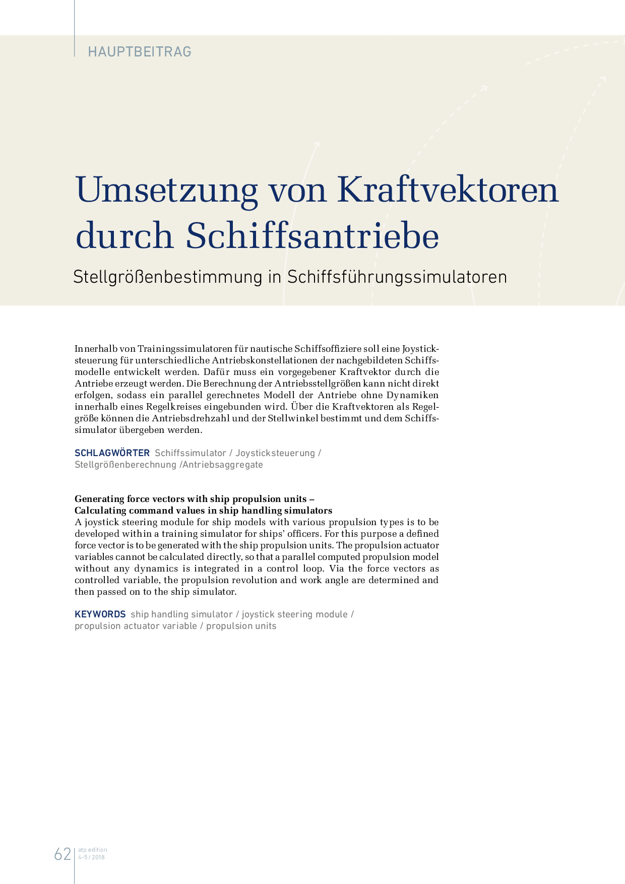 Umsetzung von Kraftvektoren durch Schiffsantriebe