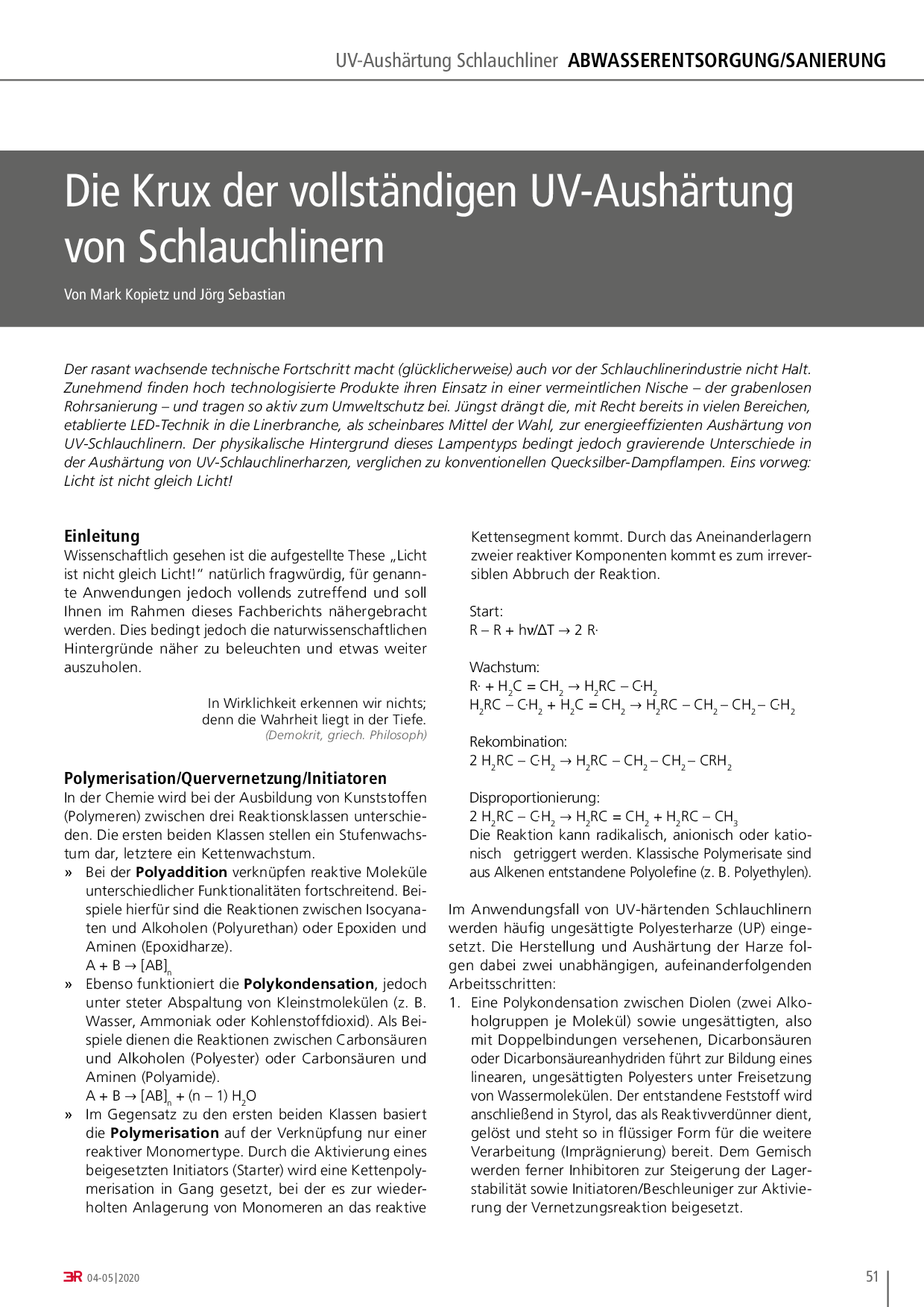 Die Krux der vollständigen UV-Aushärtung von Schlauchlinern