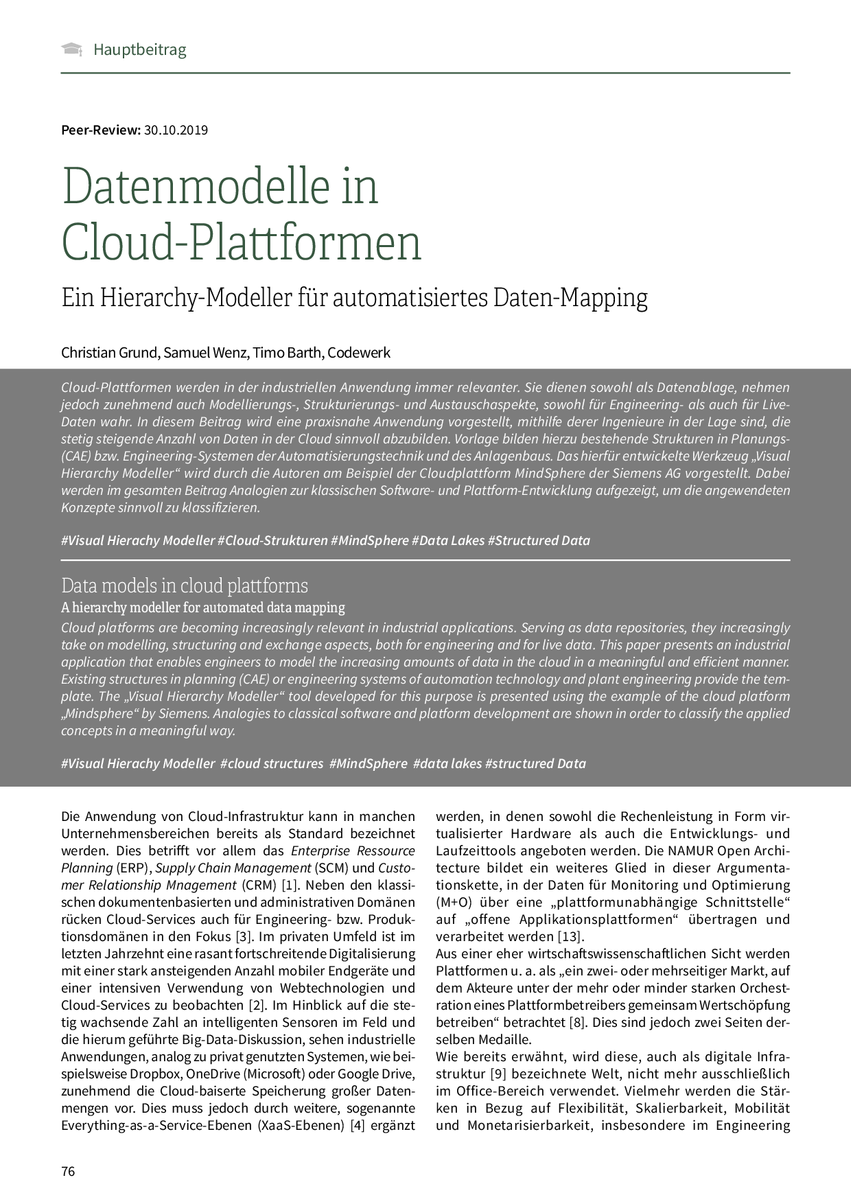 Datenmodelle in Cloud-Plattformen