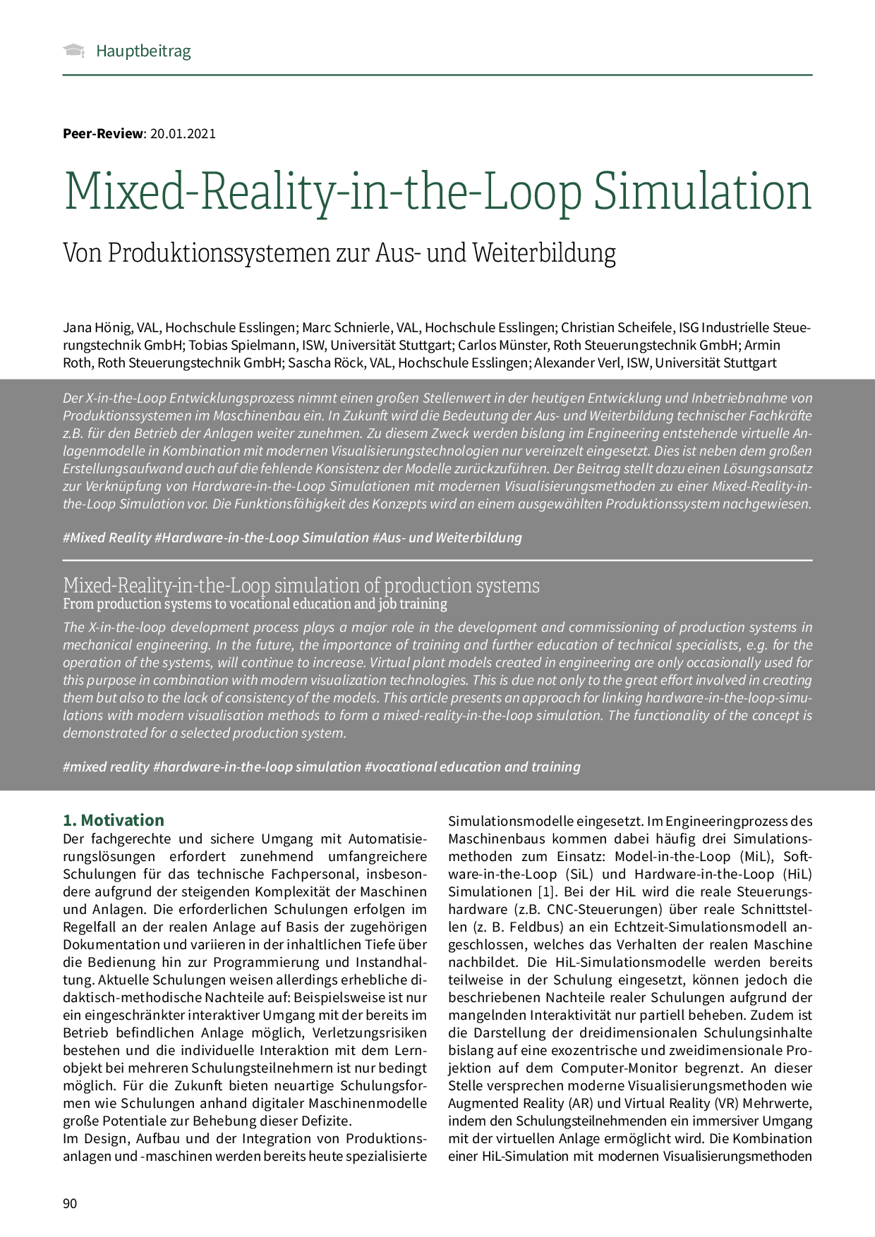 Mixed-Reality-in-the-Loop Simulation