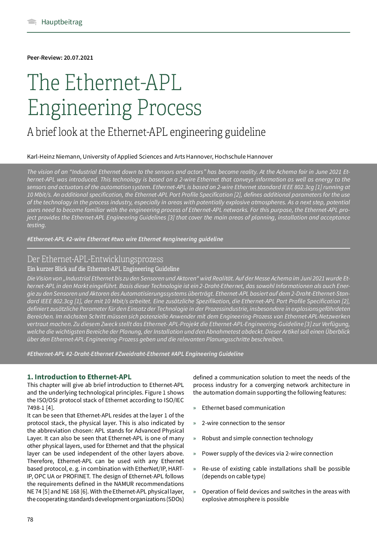 The Ethernet-APL Engineering Process