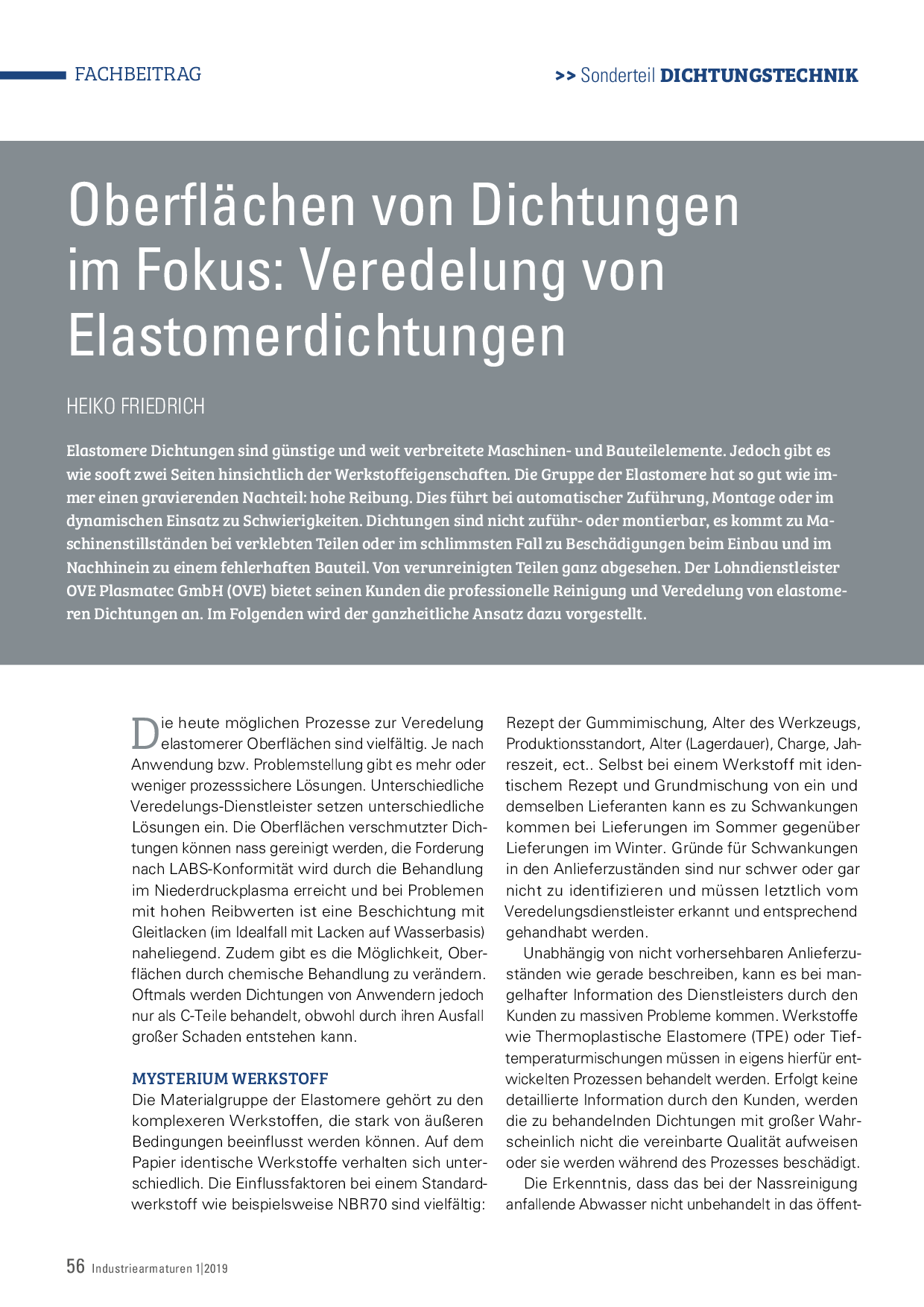 Oberflächen von Dichtungen im Fokus: Veredelung von Elastomerdichtungen