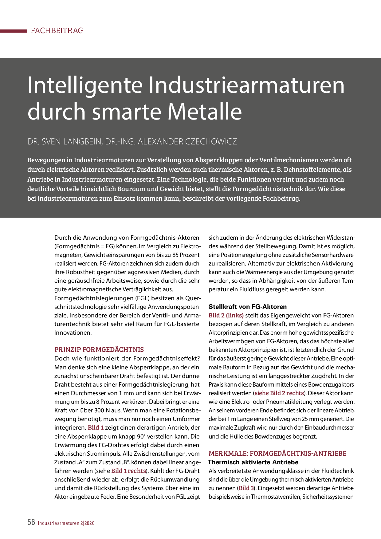 Intelligente Industriearmaturen durch smarte Metalle