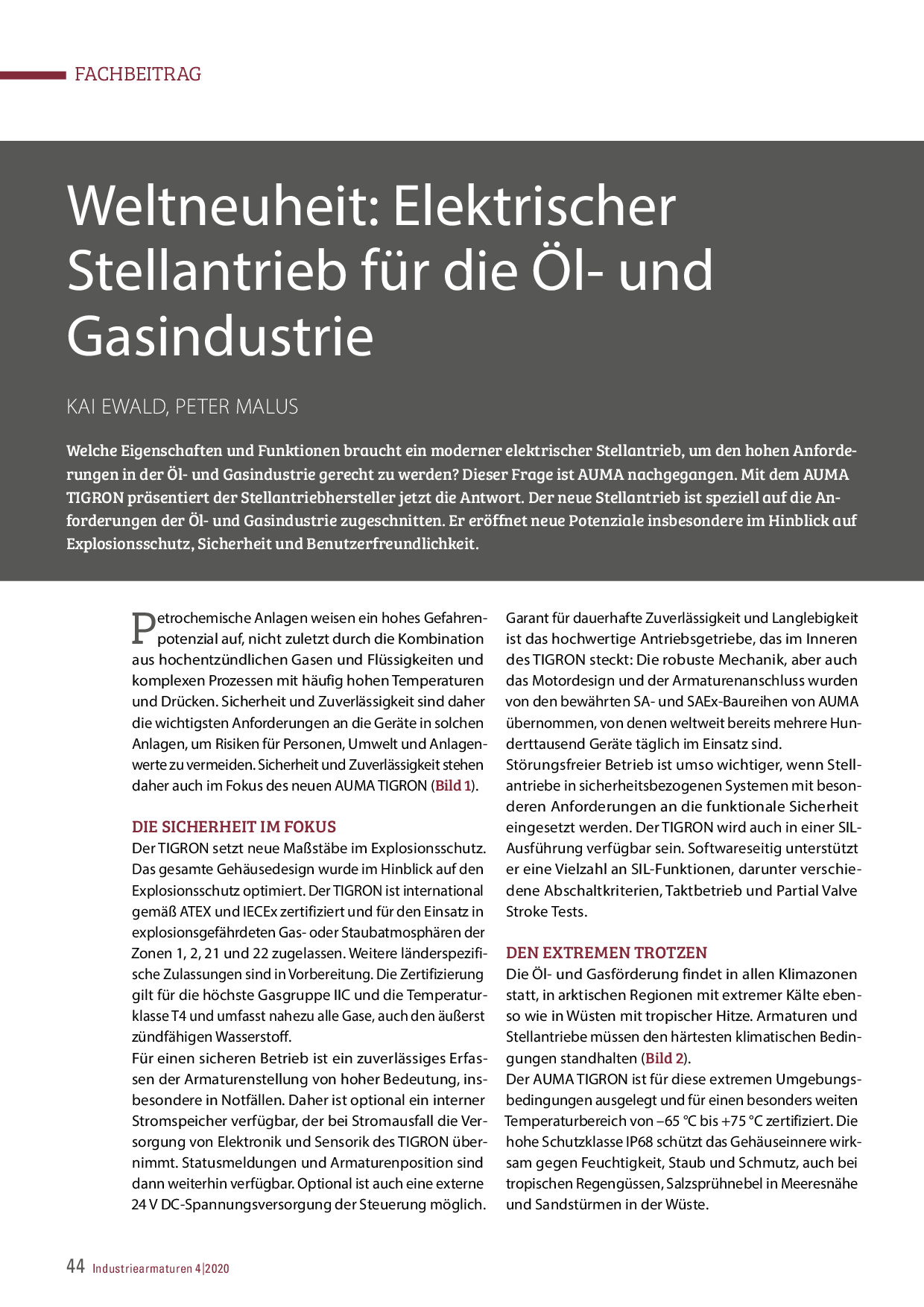 Weltneuheit: Elektrischer Stellantrieb für die Öl- und Gasindustrie