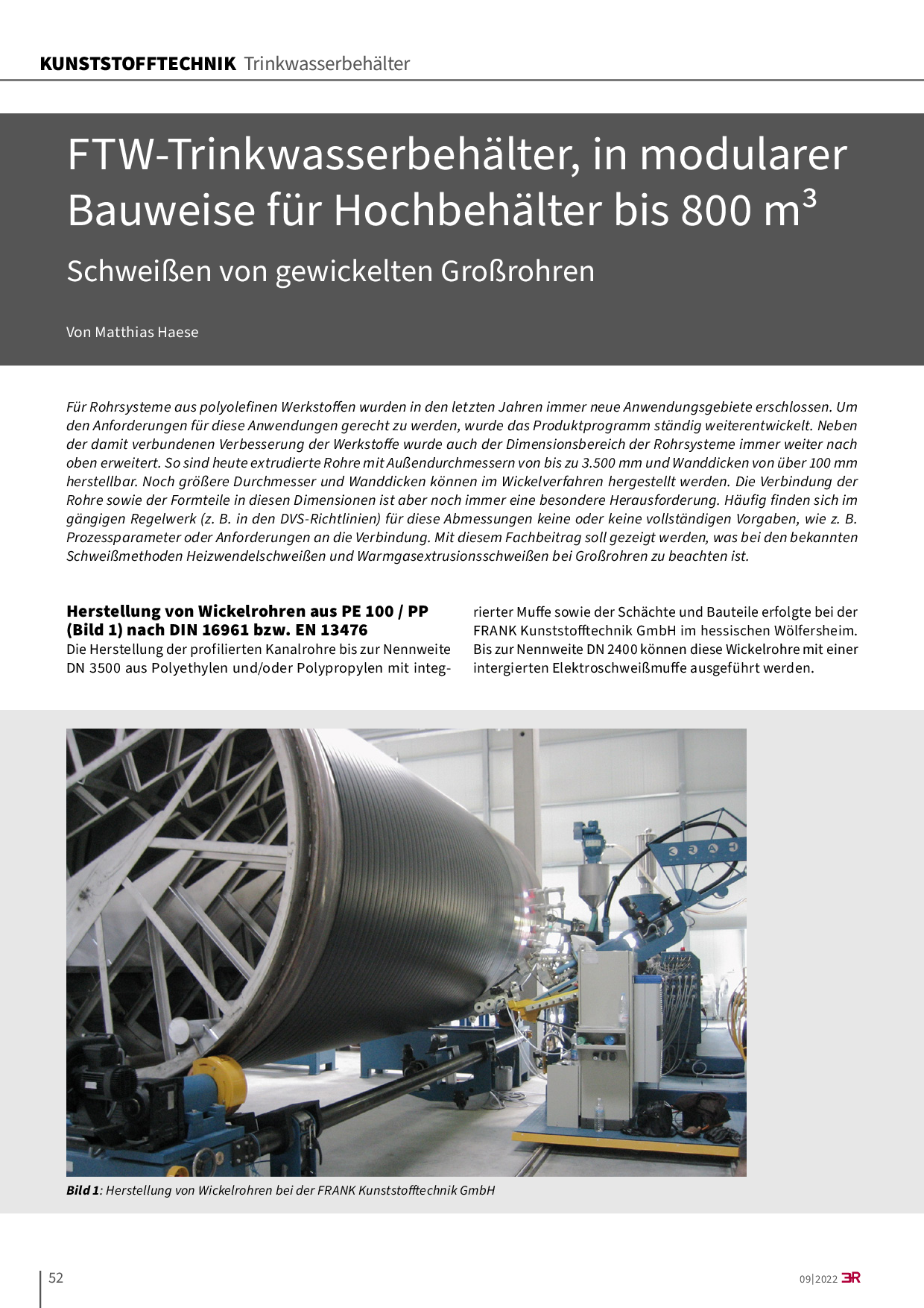 FTW-Trinkwasserbehälter, in modularer Bauweise für Hochbehälter bis 800 m³