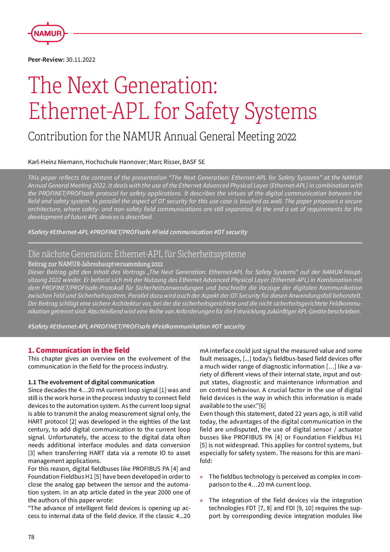The Next Generation: Ethernet-APL for Safety Systems