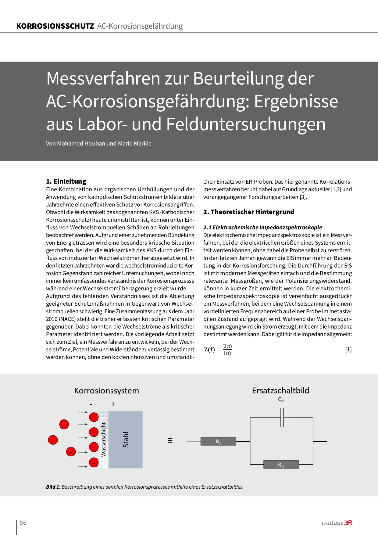 Messverfahren zur Beurteilung der AC-Korrosionsgefährdung: Ergebnisse aus Labor- und Felduntersuchungen