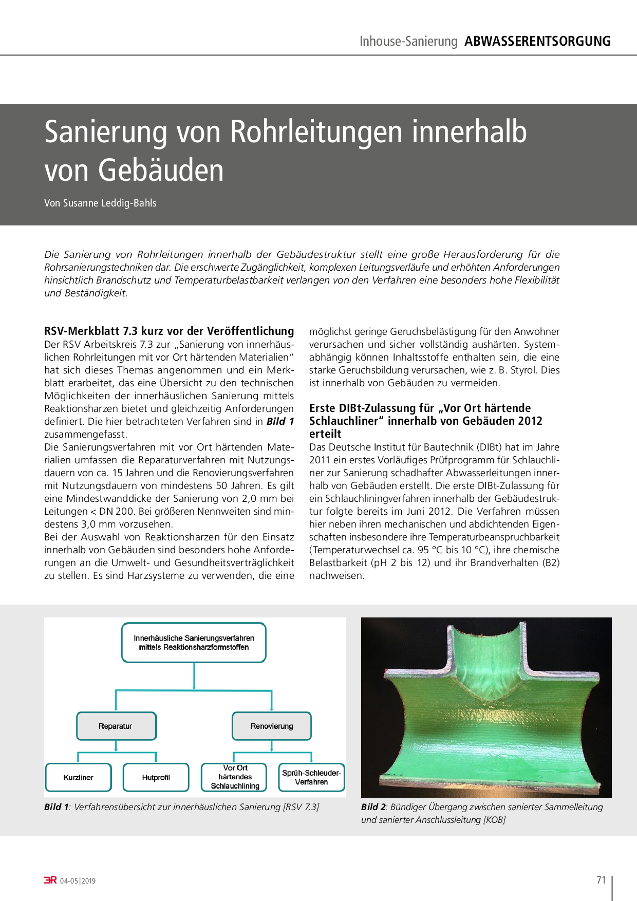 Sanierung von Rohrleitungen innerhalb von Gebäuden