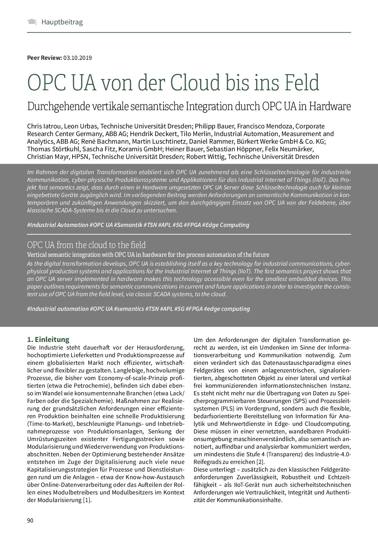 OPC UA von der Cloud bis ins Feld