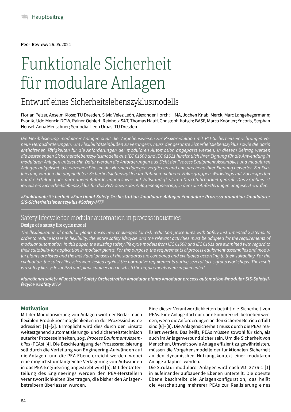 Funktionale Sicherheit für modulare Anlagen