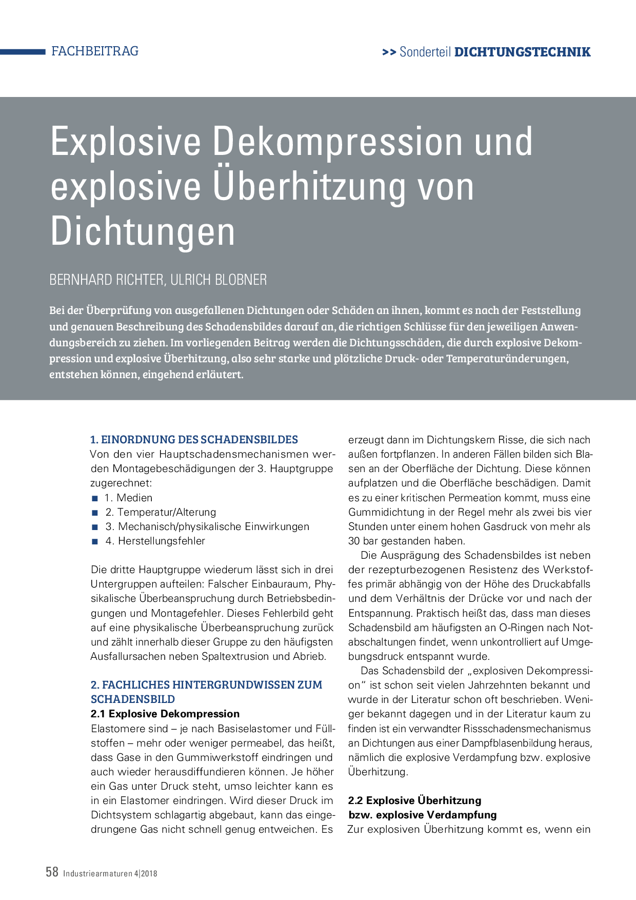 Explosive Dekompression und explosive Überhitzung von Dichtungen