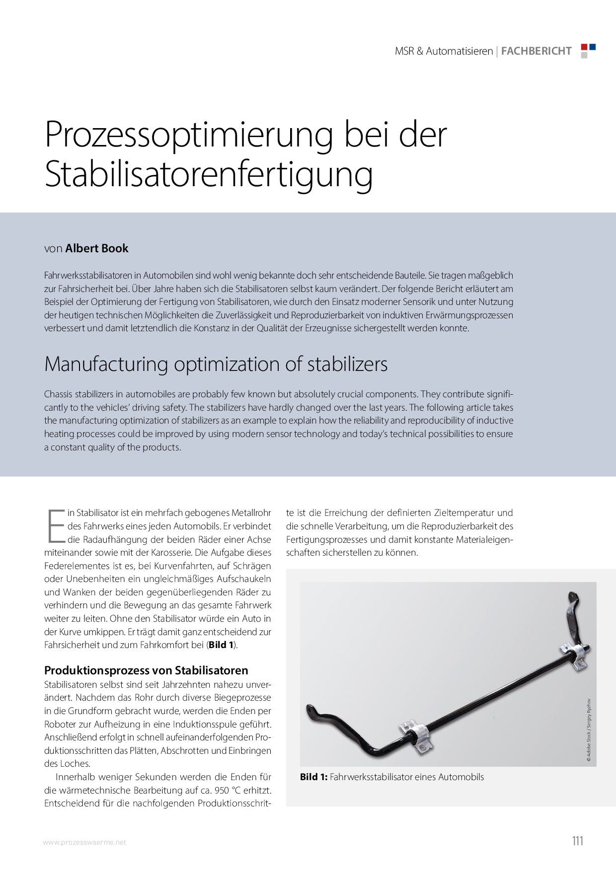 Prozessoptimierung bei der Stabilisatorenfertigung