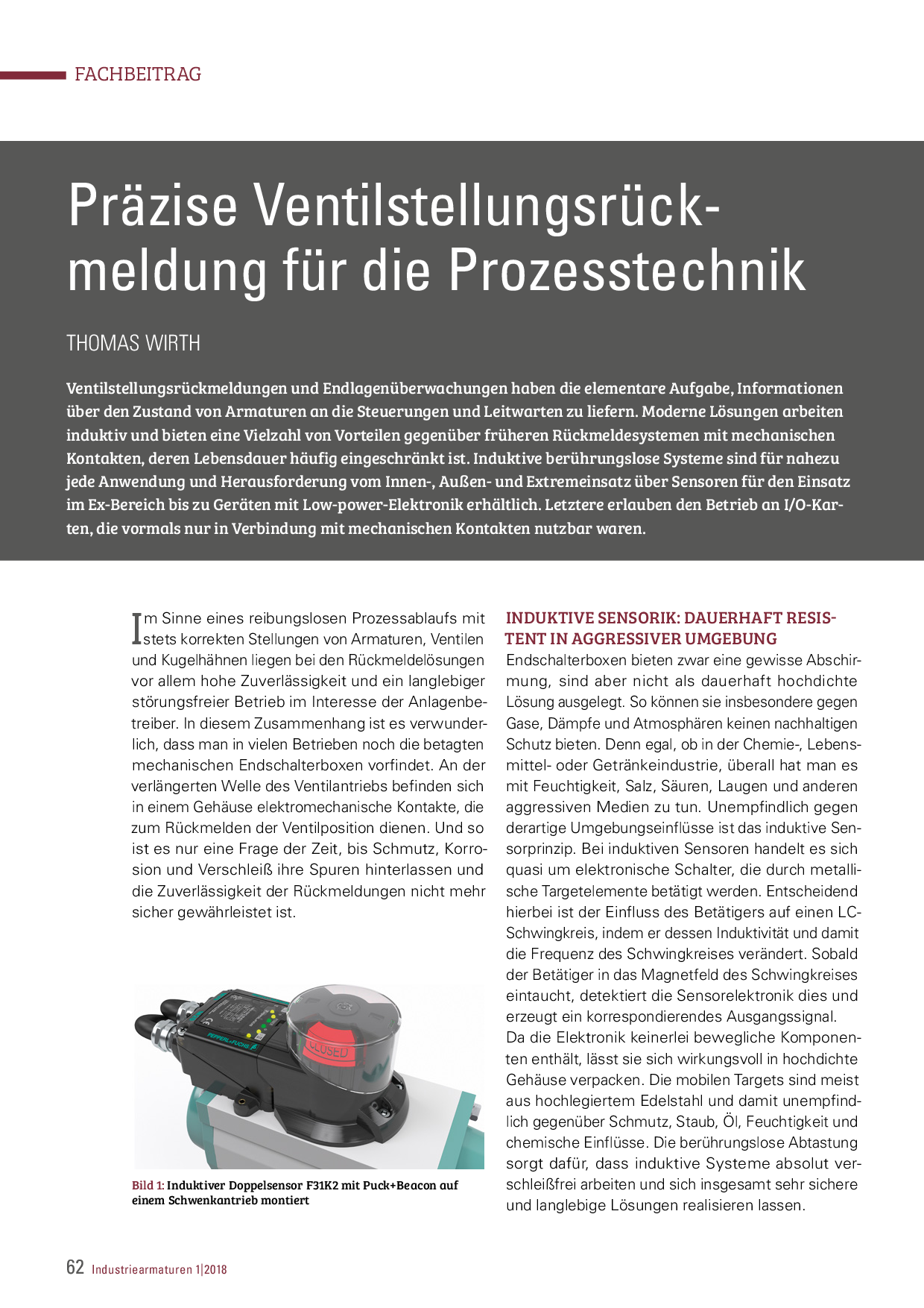 Präzise Ventilstellungsrückmeldung für die Prozesstechnik