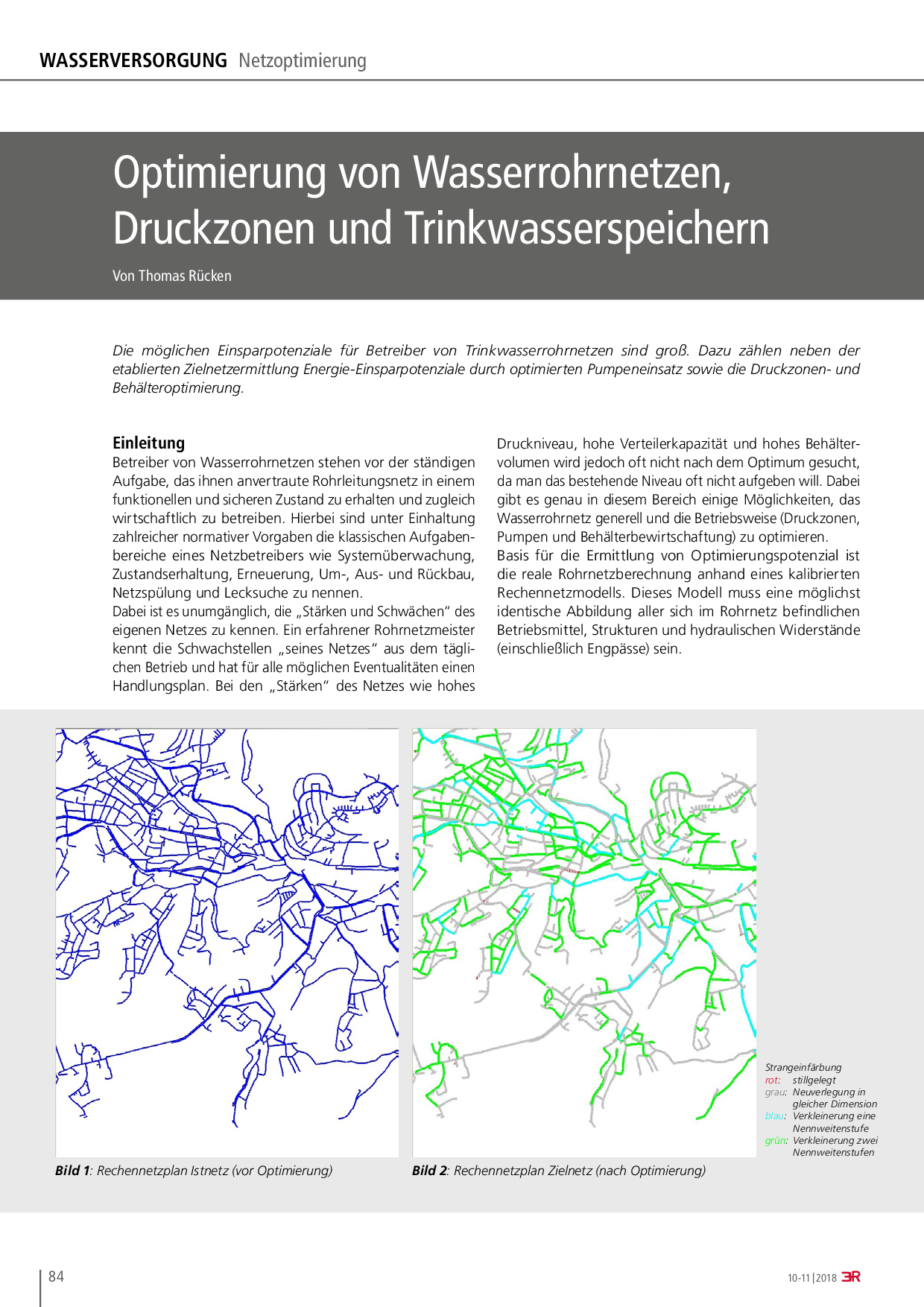 Optimierung von Wasserrohrnetzen, Druckzonen und Trinkwasserspeichern