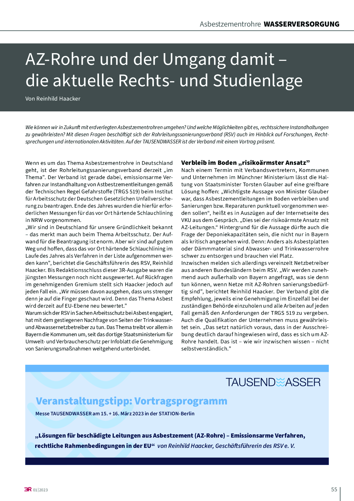 AZ-Rohre und der Umgang damit – die aktuelle Rechts- und Studienlage