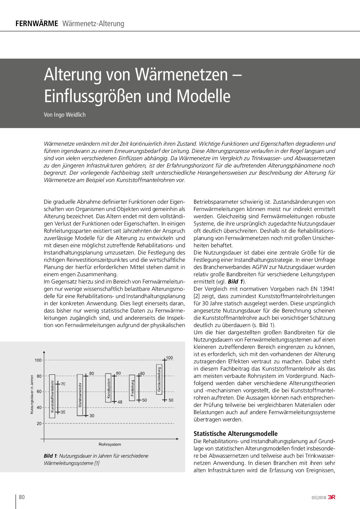 Alterung von Wärmenetzen – Einflussgrößen und Modelle