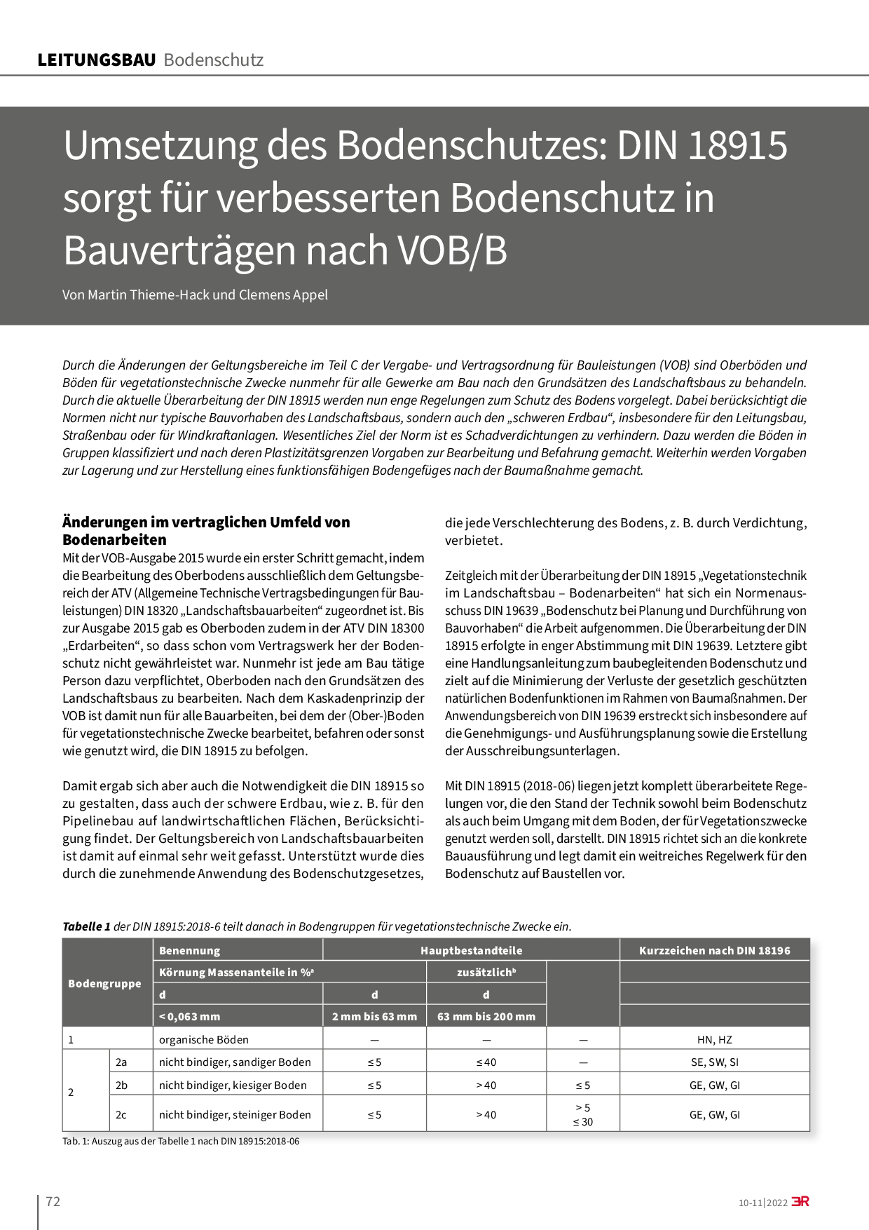 Umsetzung des Bodenschutzes: DIN 18915 sorgt für verbesserten Bodenschutz in Bauverträgen nach VOB/B