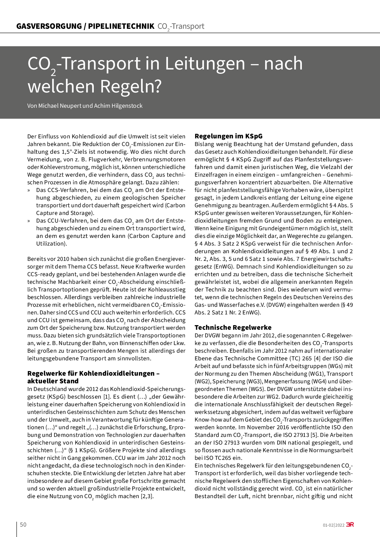 CO2-Transport in Leitungen – nach welchen Regeln?
