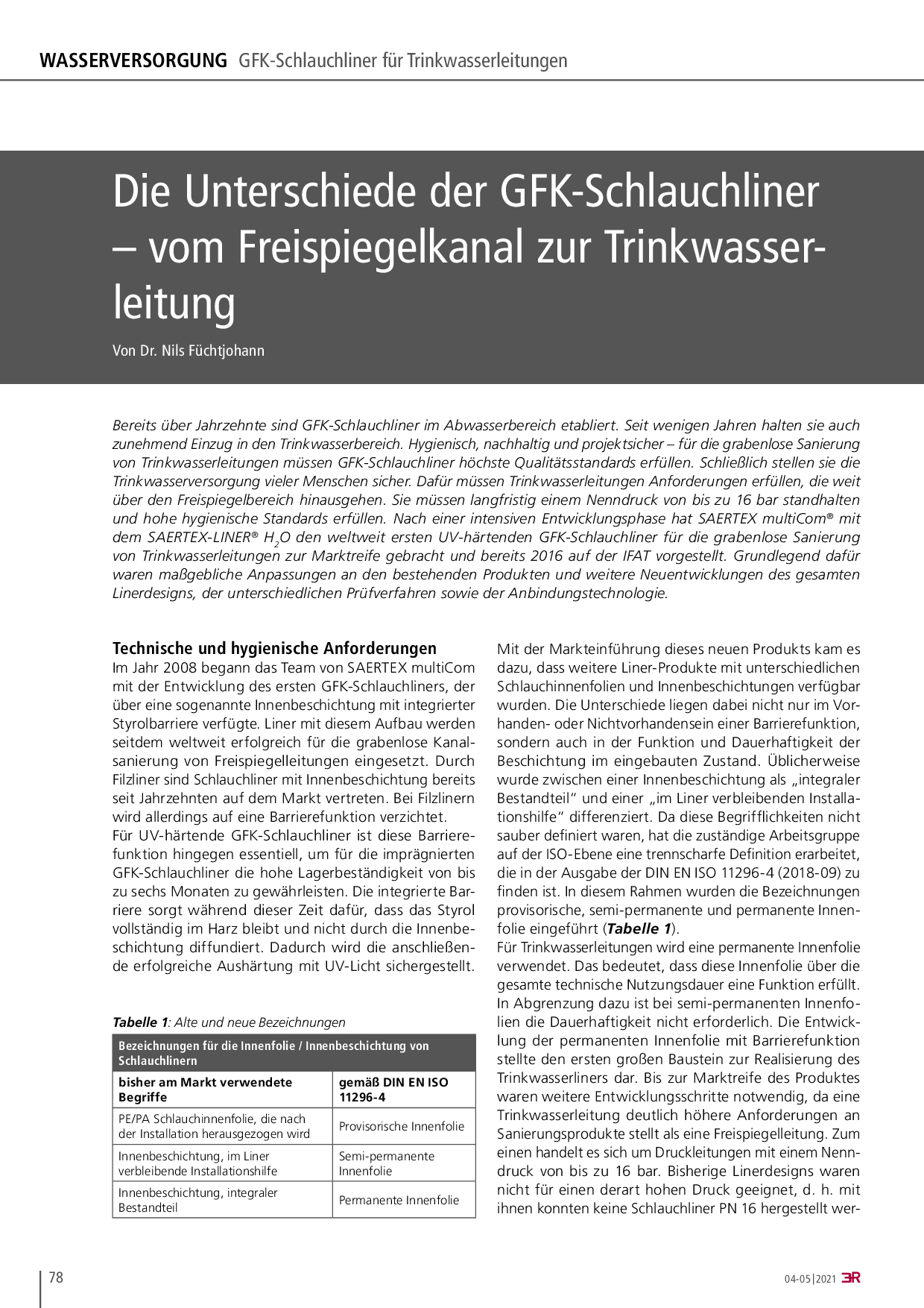 Die Unterschiede der GFK-Schlauchliner – vom Freispiegelkanal zur Trinkwasserleitung