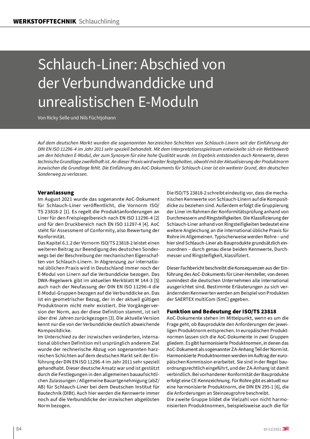 Schlauch-Liner: Abschied von der Verbundwanddicke und unrealistischen E-Moduln