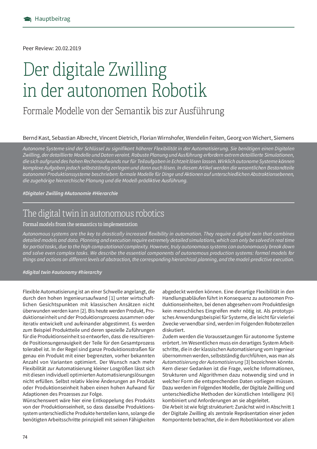 Der digitale Zwilling in der autonomen Robotik