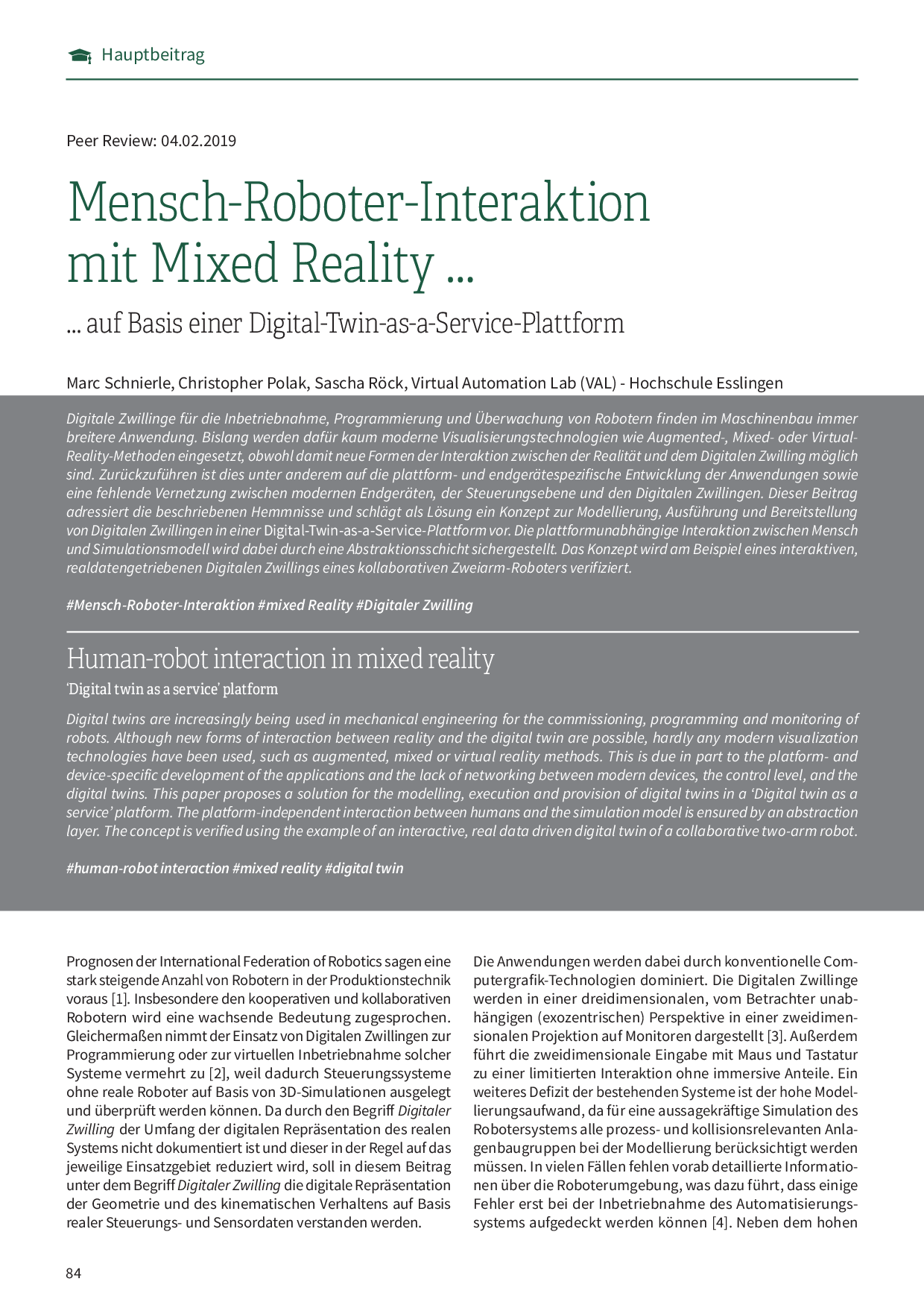 Mensch-Roboter-Interaktion mit Mixed Reality …