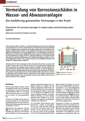 Vermeidung von Korrosionsschäden in Wasser- und Abwasseranlagen Die Ausführung galvanischer Trennungen in der Praxis