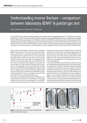 Understanding inverse fracture – comparison between laboratory BDWT & partial gas test