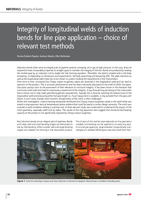 Integrity of longitudinal welds of induction bends for line pipe application – choice of relevant test methods