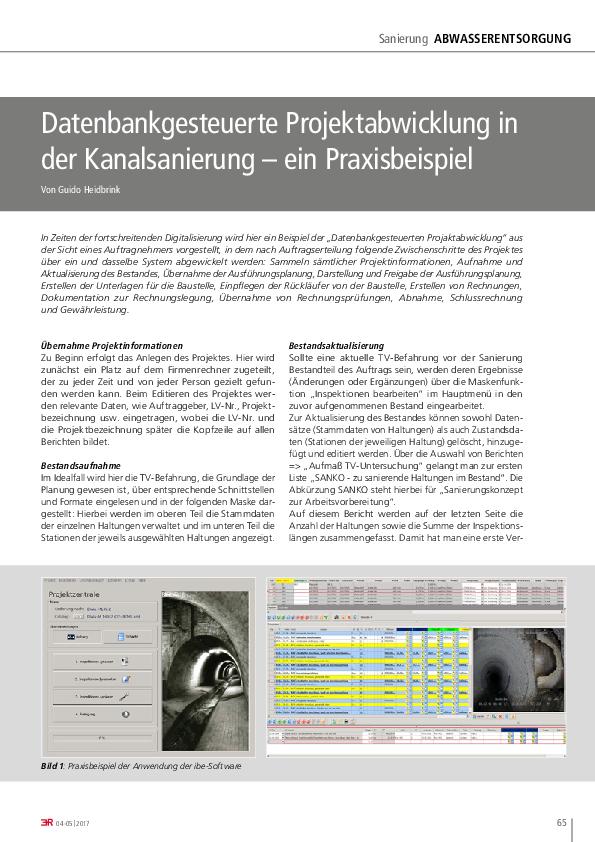 Datenbankgesteuerte Projektabwicklung in der Kanalsanierung – ein Praxisbeispiel