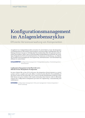 Konfigurationsmanagement im Anlagenlebenszyklus