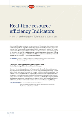 Real-time resource efficiency Indicators