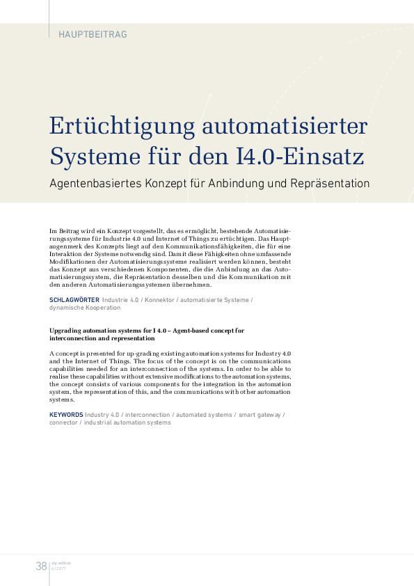 Ertüchtigung automatisierter Systeme für den I4.0-Einsatz