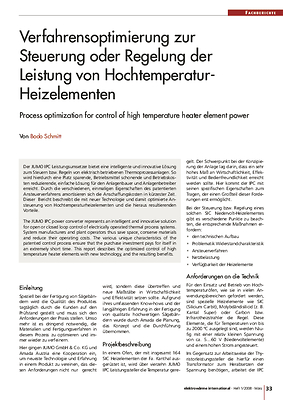 Verfahrensoptimierung zur Steuerung oder Regelung der Leistung von Hochtemperatur-Heizelementen