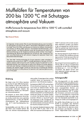 Muffeloefen für Temperaturen von 200 bis 1200 °C mit Schutzgasatmosphäre und Vakuum