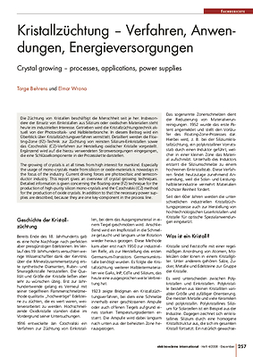 Kristallzüchtung – Verfahren, Anwendungen, Energieversorgungen