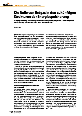 Die Rolle von Erdgas in den zukünftigen Strukturen der Energiespeicherung